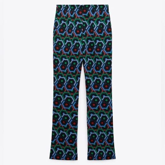 Zara geometric print flared pants - Picture 2 of 7